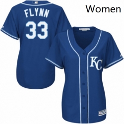 Womens Majestic Kansas City Royals 33 Brian Flynn Authentic Blue Alternate 2 Cool Base MLB Jersey 