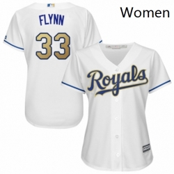 Womens Majestic Kansas City Royals 33 Brian Flynn Replica White Home Cool Base MLB Jersey 