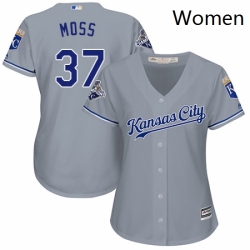 Womens Majestic Kansas City Royals 37 Brandon Moss Authentic Grey Road Cool Base MLB Jersey