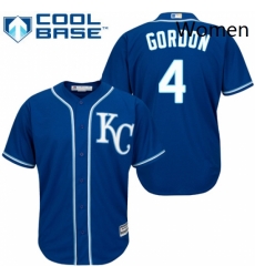 Womens Majestic Kansas City Royals 4 Alex Gordon Replica Blue Alternate 2 Cool Base MLB Jersey