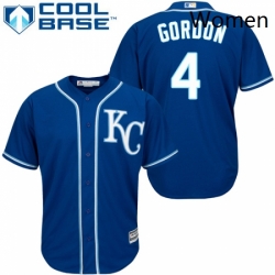 Womens Majestic Kansas City Royals 4 Alex Gordon Replica Blue Alternate 2 Cool Base MLB Jersey