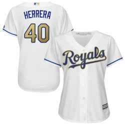 Womens Majestic Kansas City Royals 40 Kelvin Herrera Replica White Home Cool Base MLB Jersey