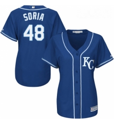 Womens Majestic Kansas City Royals 48 Joakim Soria Replica Blue Alternate 2 Cool Base MLB Jersey