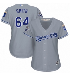 Womens Majestic Kansas City Royals 64 Burch Smith Replica Grey Road Cool Base MLB Jersey 