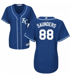 Womens Majestic Kansas City Royals 88 Michael Saunders Replica Blue Alternate 2 Cool Base MLB Jersey 