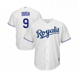 Youth Kansas City Royals 9 Lucas Duda Replica White Home Cool Base Baseball Jersey 