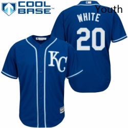 Youth Majestic Kansas City Royals 20 Frank White Authentic Blue Alternate 2 Cool Base MLB Jersey