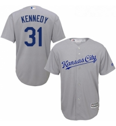 Youth Majestic Kansas City Royals 31 Ian Kennedy Authentic Grey Road Cool Base MLB Jersey