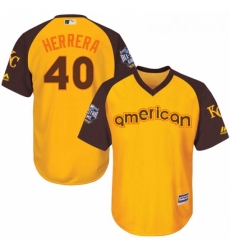 Youth Majestic Kansas City Royals 40 Kelvin Herrera Authentic Yellow 2016 All Star American League BP Cool Base MLB Jersey