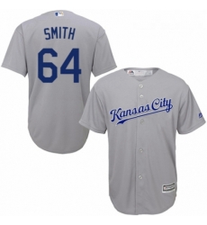 Youth Majestic Kansas City Royals 64 Burch Smith Replica Grey Road Cool Base MLB Jersey 