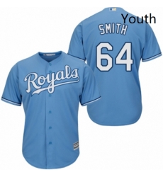 Youth Majestic Kansas City Royals 64 Burch Smith Replica Light Blue Alternate 1 Cool Base MLB Jersey 