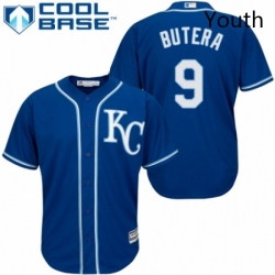 Youth Majestic Kansas City Royals 9 Drew Butera Replica Blue Alternate 2 Cool Base MLB Jersey 