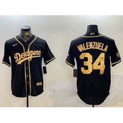 Los Angeles Dodgers 34 Fernando Valenzuela Black Authentic Collection Stitched MLB Jersey 1