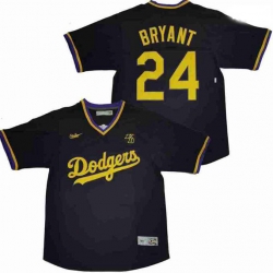 Men Dodgers 24 Kobe Bryant Black Pull Over Cool Base Stitched MLB Jersey