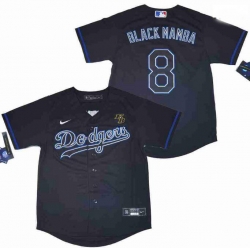 Men Dodgers 8 Kobe Bryant Name Black Mamba Cool Base Stitched MLB Jersey