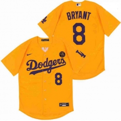 Men Dodgers 8 Kobe Bryant Yellow Cool Base Stitched MLB Jersey