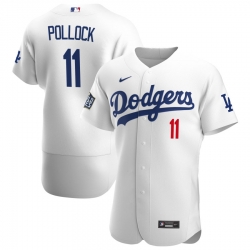 Men Los Angeles Dodgers 11 AJ Pollock Men Nike White Home 2020 World Series Bound Flex Base Player MLB Jersey