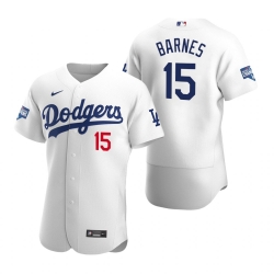 Men Los Angeles Dodgers 15 Austin Barnes White 2020 World Series Champions Flex Base Jersey