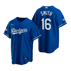 Men Los Angeles Dodgers 16 Will Smith Royal 2020 World Series Champions Replica Jersey