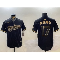 Men Los Angeles Dodgers 17 Shohei Ohtani Black Cool Base Stitched Jersey