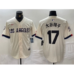 Men Los Angeles Dodgers 17 Shohei Ohtani Cream Stitched Baseball Jersey I