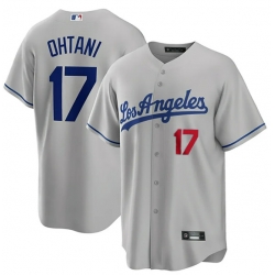 Men Los Angeles Dodgers 17 Shohei Ohtani Gray Flex Base Stitched Baseball Jersey