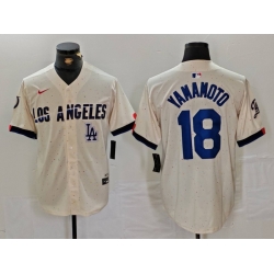 Men Los Angeles Dodgers 18 Yoshinobu Yamamoto Cream Stitched Baseball Jersey 4