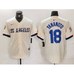 Men Los Angeles Dodgers 18 Yoshinobu Yamamoto Cream Stitched Baseball Jersey