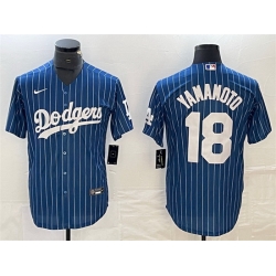 Men Los Angeles Dodgers 18 Yoshinobu Yamamoto Navy Cool Base With Patch Stitched Baseball Jersey