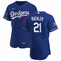 Men Los Angeles Dodgers 21 Walker Buehler Men Nike Royal Alternate 2020 World Series Bound Flex Base Player MLB Jersey