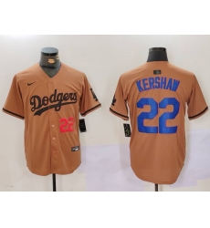 Men Los Angeles Dodgers 22 22 Clayton Kershaw Brown Cool Base Stitched Baseball Jersey 5