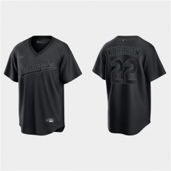 Men Los Angeles Dodgers 22 Clayton Kershaw Black Pitch Black Fashion Replica Stitched Jersey