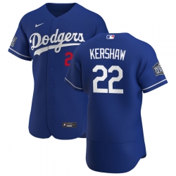 Men Los Angeles Dodgers 22 Clayton Kershaw Men Nike Royal Alternate 2020 World Series Bound Flex Base Player MLB Jersey