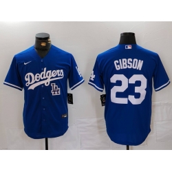 Men Los Angeles Dodgers 23 Kirk Gibson Blue Cool Base Stitched Baseball Jersey 2