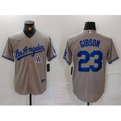 Men Los Angeles Dodgers 23 Kirk Gibson Grey Cool Base Stitched Baseball Jersey 6