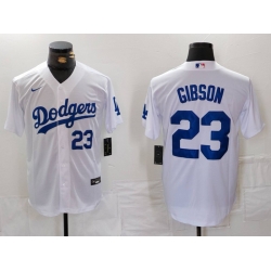 Men Los Angeles Dodgers 23 Kirk Gibson White Cool Base Stitched Baseball Jersey 5