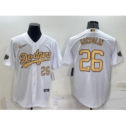 Men Los Angeles Dodgers 26 Tony Gonsolin 2022 All Star White Cool Base Stitched Baseball Jersey