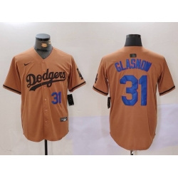 Men Los Angeles Dodgers 31 Tyler Glasnow Brown Cool Base Stitched Baseball Jersey 7