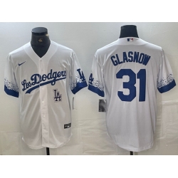 Men Los Angeles Dodgers 31 Tyler Glasnow White City Connect Cool Base Stitched Baseball Jersey 1