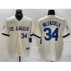 Men Los Angeles Dodgers 34 Toro Valenzuela Cream Stitched Baseball Jersey 7