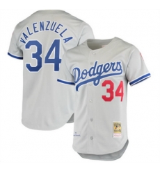 Men Los Angeles Dodgers 34 Toro Valenzuela Grey With Patch Cool Base Stitched Baseball Jersey