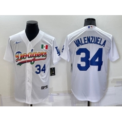 Men Los Angeles Dodgers 34 Toro Valenzuela White Cool Base Stitched Baseball Jerseys