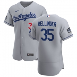 Men Los Angeles Dodgers 35 Cody Bellinger Men Nike Gray Road 2020 World Series Bound Flex Base Team MLB Jersey