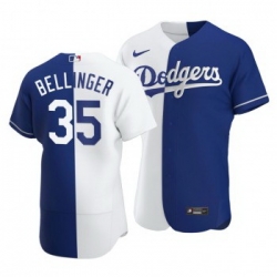 Men Los Angeles Dodgers 35 Cody Bellinger Split White Blue Two Tone Jersey