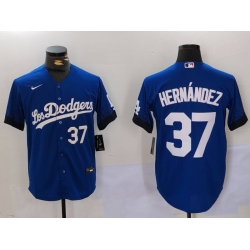 Men Los Angeles Dodgers 37 Teoscar Hernandez Blue Cool Base Stitched Baseball Jersey 5