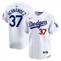 Men Los Angeles Dodgers 37 Teoscar Hernandez White 2024 Home Limited Stitched Baseball Jersey