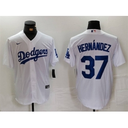 Men Los Angeles Dodgers 37 Teoscar Hernandez White Cool Base Stitched Baseball Jersey