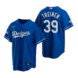 Men Los Angeles Dodgers 39 Blake Treinen Royal 2020 World Series Champions Replica Jersey