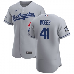 Men Los Angeles Dodgers 41 Jake McGee Men Nike Gray Road 2020 World Series Bound Flex Base Team MLB Jersey