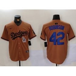 Men Los Angeles Dodgers 42  Jackie Robinson Brown Cool Base Stitched Baseball Jersey 2